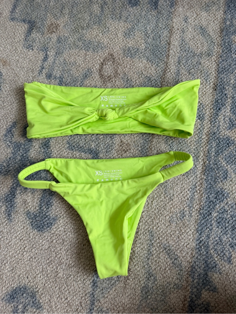 LENU Swims Neon Green Bandeau Bikini Set